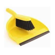 yellow dustpan brush