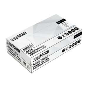 Clear powder free vinyl disposable gloves