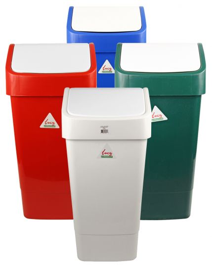 Lucy coloured swing top bin available in red, blue, green and white