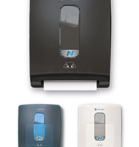 Black, blue and white North Shore/Bay West Micro Folded Hand Towel Dispenser