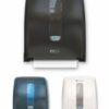 Black, blue and white North Shore/Bay West Mechanical Hands Free Dispenser