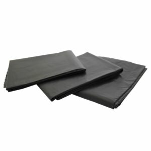 3 piles of black square bin liners