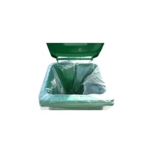 Clear wheelie bin liner with 240L capacity