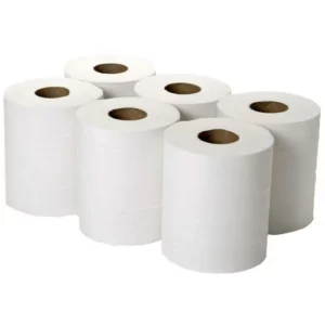 White 2ply centrefeed rolls 6 rolls per case