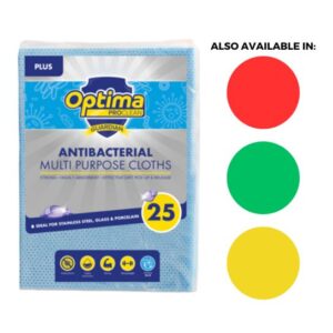 heavyweight antibacterial cloths pack of 25 available in red, green and yellow