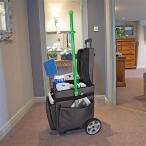 Small housekeeping cart being used in home
