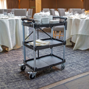 Catering folding trolley being used during function